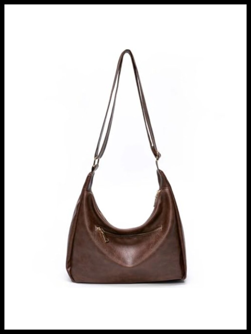 Women's Soft Vegan Leather Slouchy Hobo Shoulder Bag with Adjustable Strap